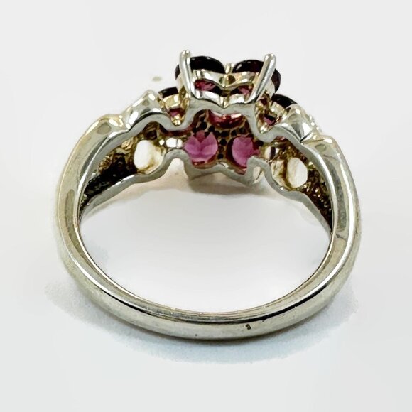 Garnet Ring, Flower, Rhodolite Garnet, Sterling Silver, Designer,Michelle Albala - Picture 6 of 6
